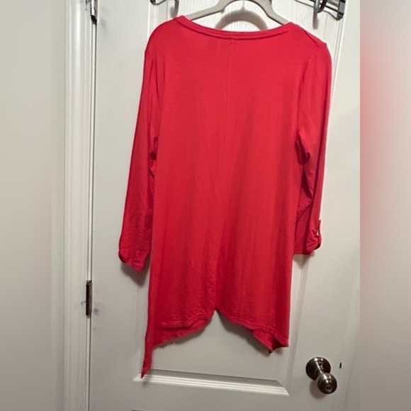 Zenergy by Chicos size 0 women’s small tunic coral pink 3/4 sleeve top comfy - Picture 9 of 14